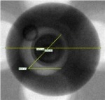 Figure 6: Void and ball measurement on the new machine. The void diameter is about .40 MM and the ball itself is .86 MM.
