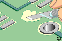 Figure 2: Scrape away the loose material with a knife or scraper.