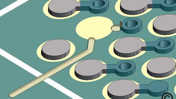 Figure 1: Cut the connection to the via using a precision drill system. Remove the BGA pad. Then mill a shallow channel in the board surface from the BGA pad area to the perimeter of the BGA site.