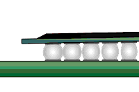 Figure 1: Solders balls at the corners of BGA components can pancake to the point that they may touch one another consequently bridging.