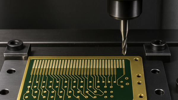Figure 1: Fixture the circuit board flat and square on the base of the milling machine.