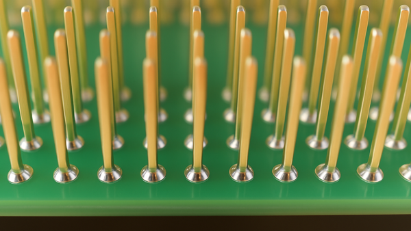 Figure 3: Completed rework with solder joints at tbe base of each gold plated pin.