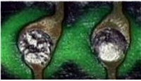 Figure1: Light area between pads is where connection is missing.