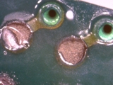 Partially wetted pads.