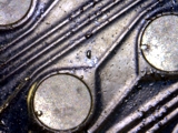Non wetted pads due to heavy oxidation.