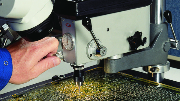 Figure 3: Severing internal circuits is more involved and requires precision drilling equipment.