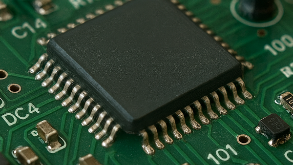 Figure 2. Silicone potting gel removed from the QFP component and solder joints.